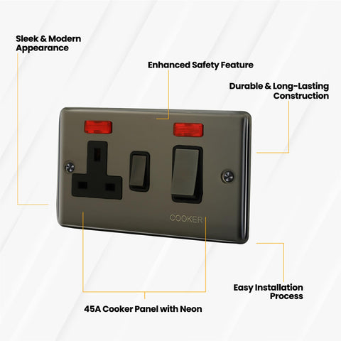 Standard Plate Switches and Sockets USB Plug Nickel Steel Rounded Corners Fused