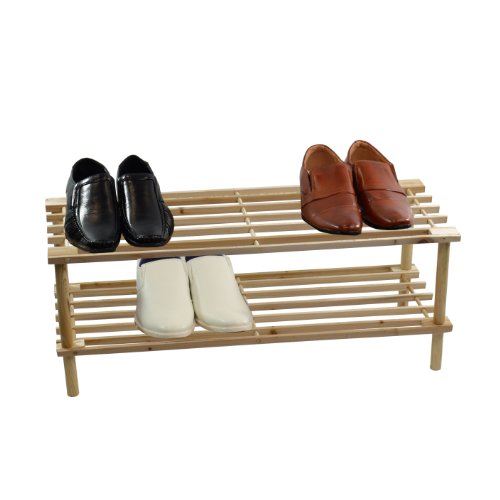 2 Tier Wooden Shoe Rack Storage Organiser