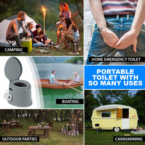 Portable 5L Camping Toilet With Roll Holder