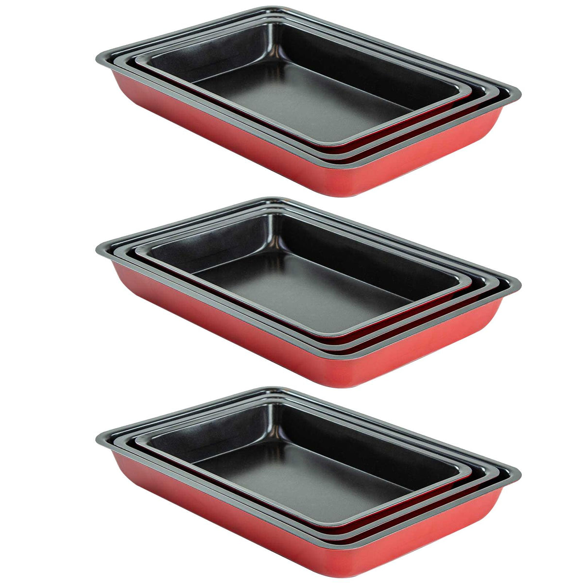 9 Piece Non Stick Roasting Baking Cooking Trays Set