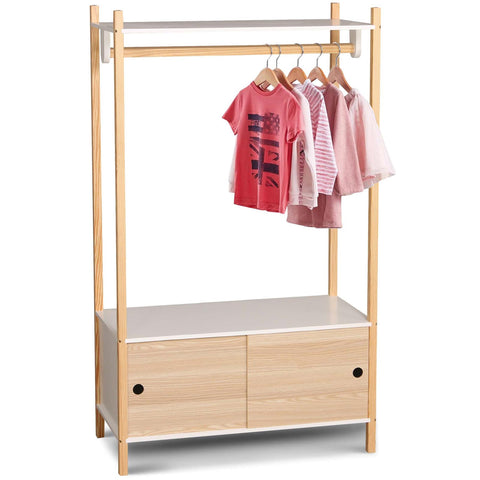 Wooden White Wardrobe Kids' Bedroom Wardrobe With Two Sliding Doors