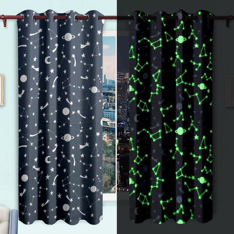 Blackout Glow In The Dark Kid Pair Curtains