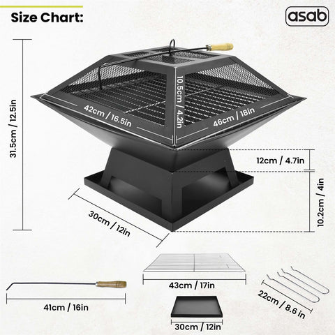 Steel Fire Pit Table Top Square