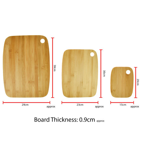 3pc Bamboo Wooden Chopping Board Set