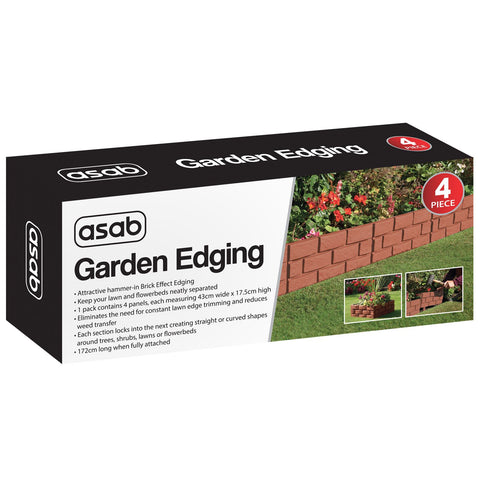 4Pk Hammer In Lawn Edging Edge Fence Brick Effect