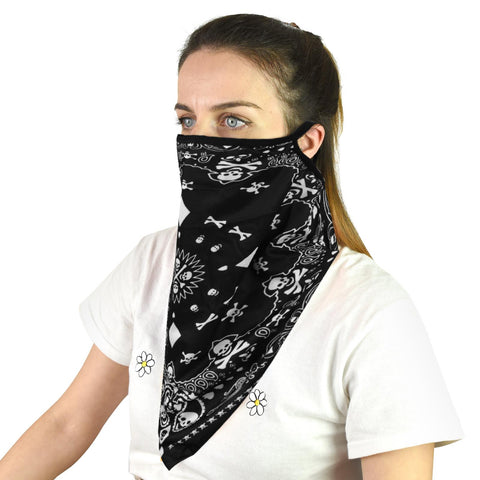 Face Scarf - Black Skulls