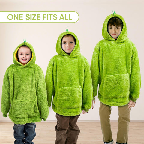 Kids Plush Animal Fleece Hoodie Blanket