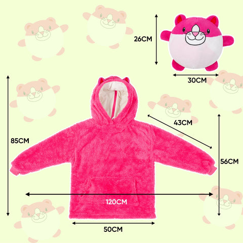 Kids Plush Animal Fleece Hoodie Blanket