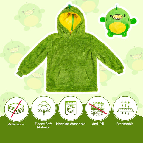 Kids Plush Animal Fleece Hoodie Blanket