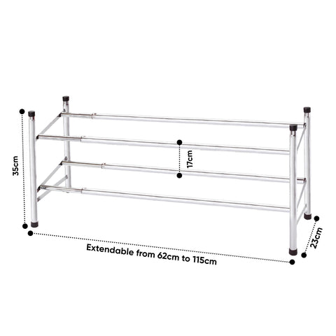 Metal Shoe Rack Chrome 2 Tier 12 pair