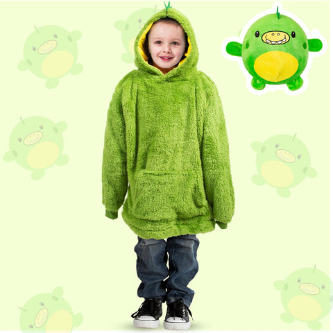 Kids Plush Animal Fleece Hoodie Blanket