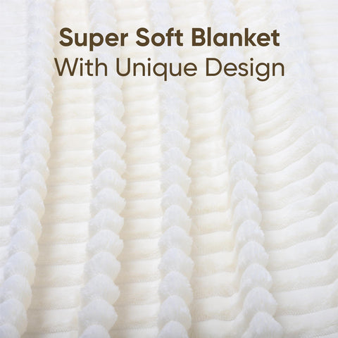 Ribbed Super Soft Blanket 120Cm X 150Cm - Cream