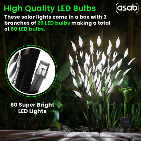 3Pk 60 LED Solar Branch Lights