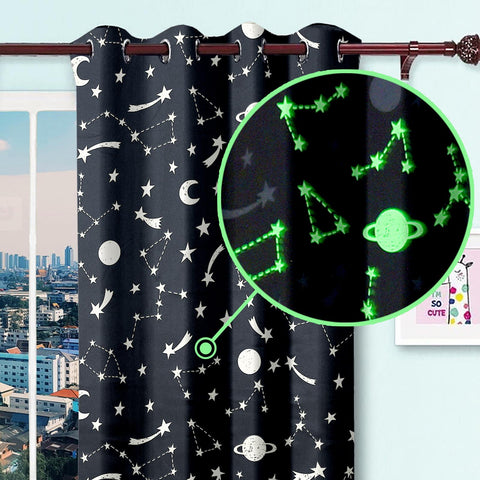 Blackout Glow In The Dark Kid Pair Curtains