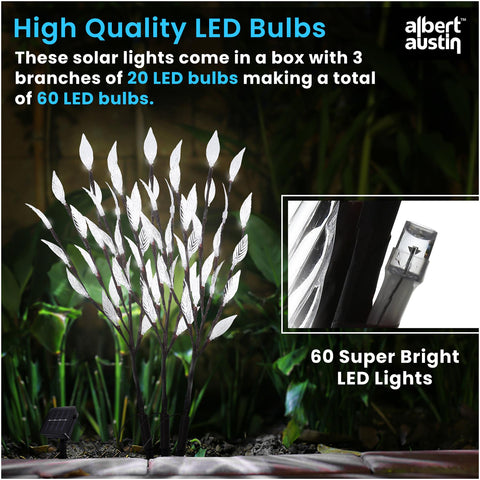 3Pk 60 LED Solar Branch Lights