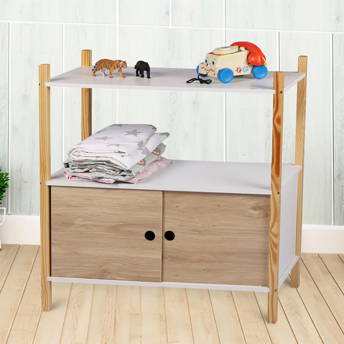 Wooden White Cabinet Kids' Bedroom Storage Unit