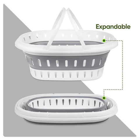 Collapsible Oval Basket With Carrying Handles