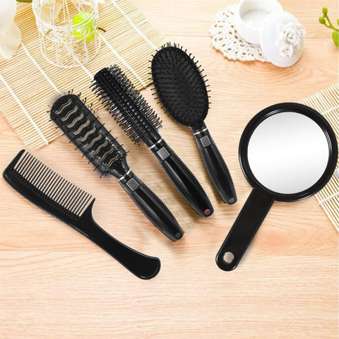 5Pcs Hair Brush Set With Comb and Mirror