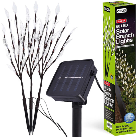 3Pk 60 LED Solar Branch Lights