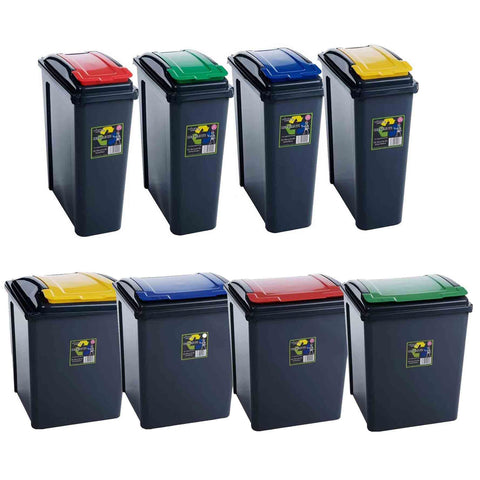 Pedal Bin Slim Lid Soft Close Holder Waste Paper Dustbin