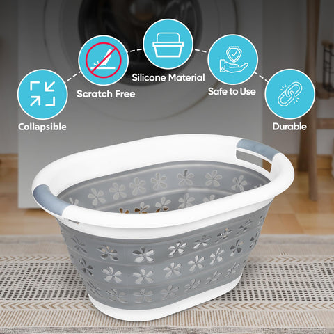 Collapsible Floral Laundry Basket