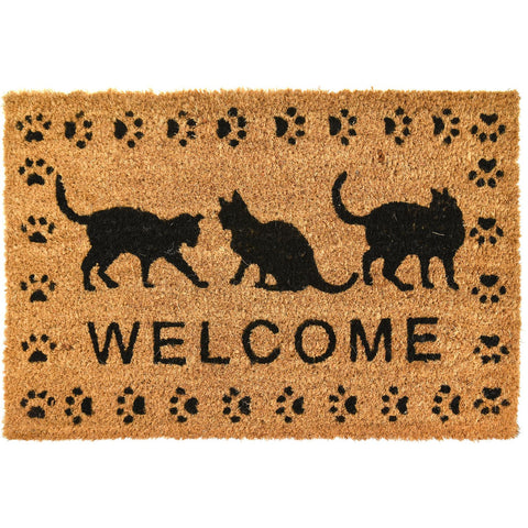 Door Mat Black Cat Welcome