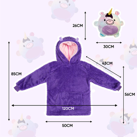 Kids Plush Animal Fleece Hoodie Blanket