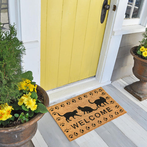 Door Mat Black Cat Welcome