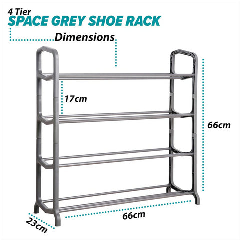 4 Tier Shoe Rack Grey