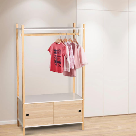 Wooden White Wardrobe Kids' Bedroom Wardrobe With Two Sliding Doors