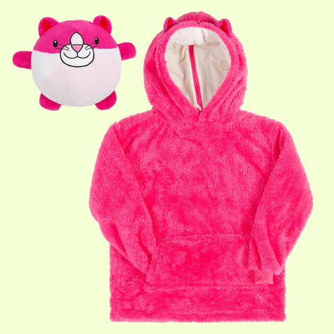 Kids Plush Animal Fleece Hoodie Blanket