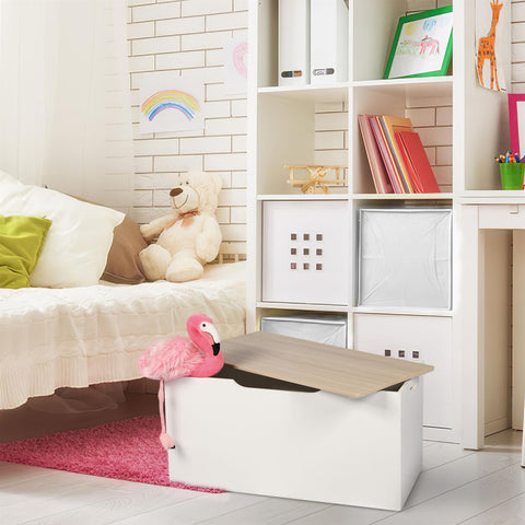 Wooden Storage Box Kids' Toys Storage Chest White Blanket Box And Ottoman