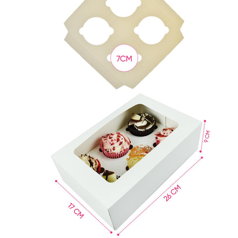 Windowed Cupcake Boxes for 6 Cupcakes