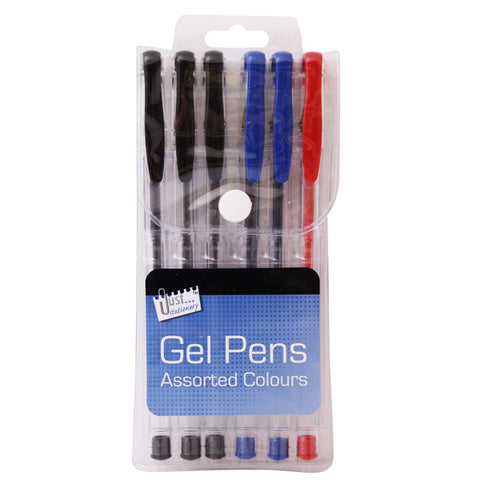 6 X Gel Pens Set Writing Pack School Office Rollerball