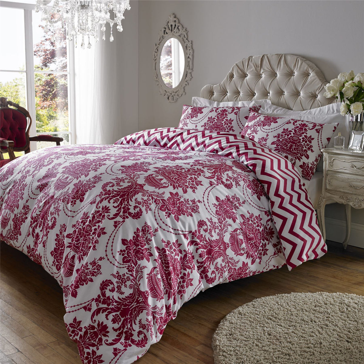 Cotton Rich Damask Print Duvet Cover Sets