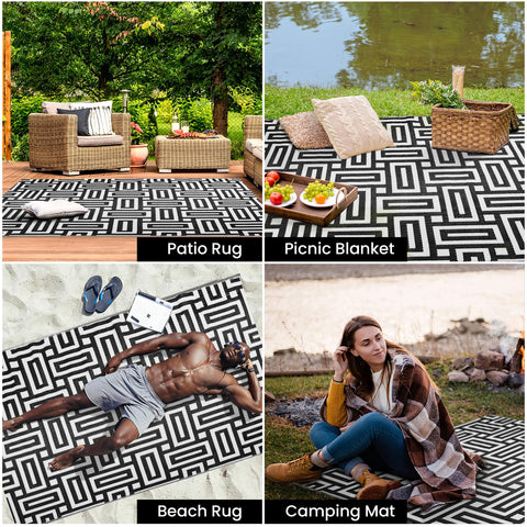 Outdoor Rug 210Cm X 150Cm - Black