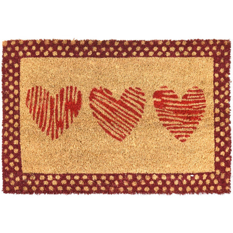 Door Mat Triple Hearts