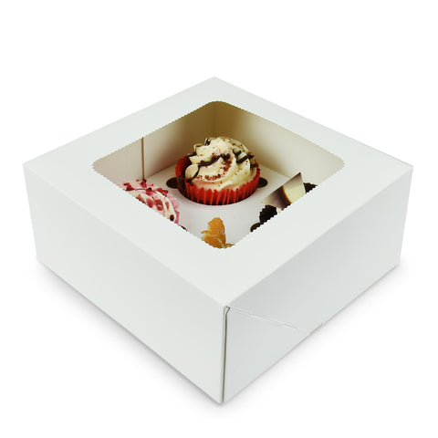 Windowed Cupcake Boxes for 4 Cupcakes