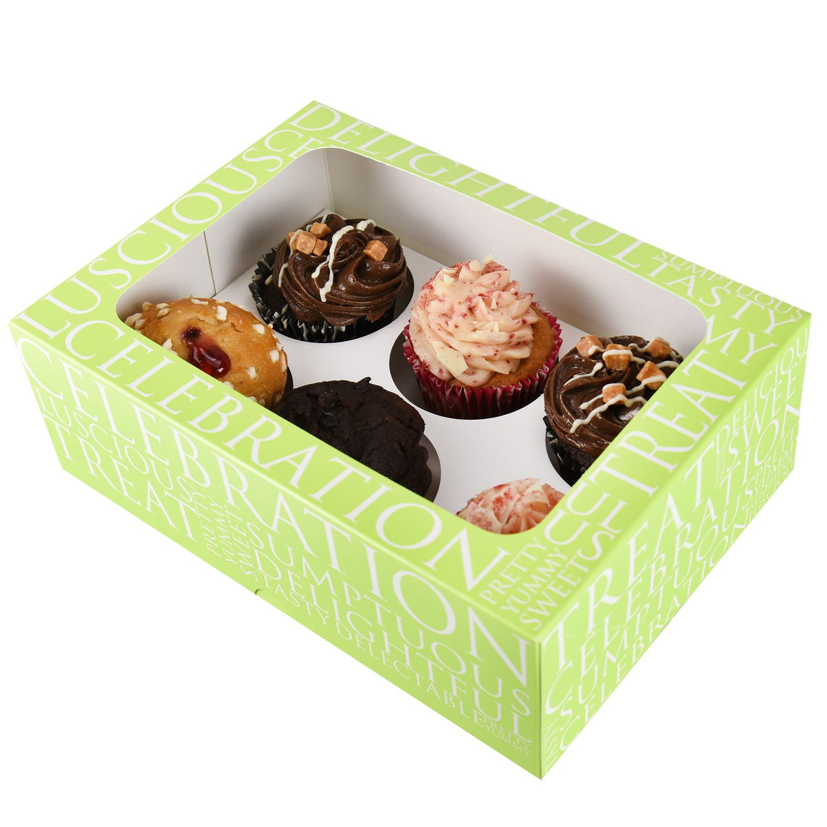 Windowed Cupcake Boxes for 6 Cupcakes