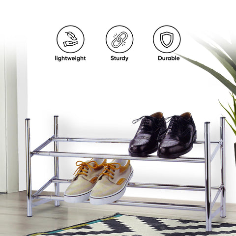 Metal Shoe Rack Chrome 2 Tier 12 pair