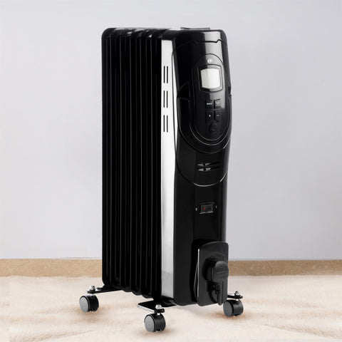 1500W 7 Fin Oil Filled Radiator Heater With LCD Display