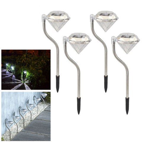 BOX of 10 White Solar Powered Stainless Steel Post Lights