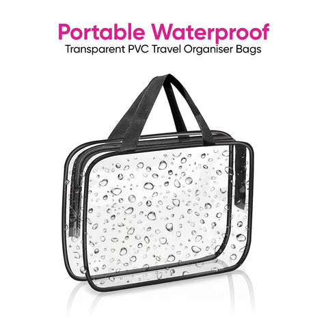 Transparent PVC Travel Organiser Bags 3 Pack