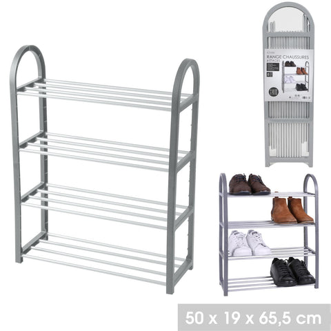 4 Tier Storage 8 Pair Shoe Rack Grey