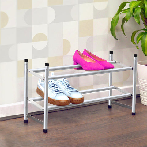 Metal Shoe Rack Chrome 2 Tier 12 pair