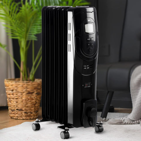 1500W 7 Fin Oil Filled Radiator Heater With LCD Display