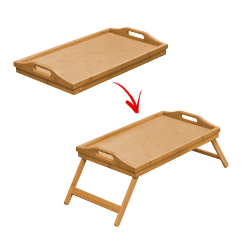 Bamboo Tray With Folding Legs Breakfast Table