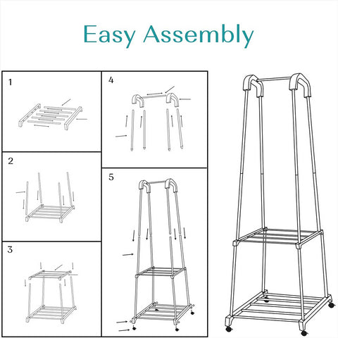 Garment Rack with 2 Tier Storage Shelf