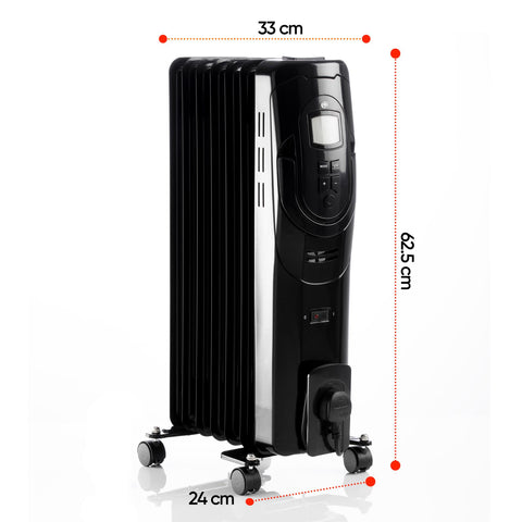 1500W 7 Fin Oil Filled Radiator Heater With LCD Display