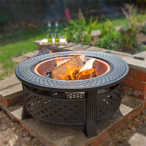 Large Copper Fire Pit Grill BBQ 80cm